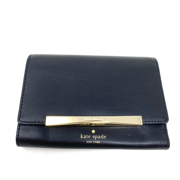 Kate Spade Callie Camden Way Black Leather Wallet Gold Hardware - Picture 1 of 10